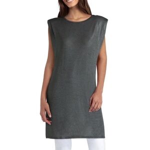 H Halston | Gray Tunic Knit Shoulder Pad Top